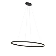 Lampy sufitowe - QAZQA Designerska lampa wisząca czarna owalna z 3-stopniowym ściemnianiem LED - Ovallo - miniaturka - grafika 1