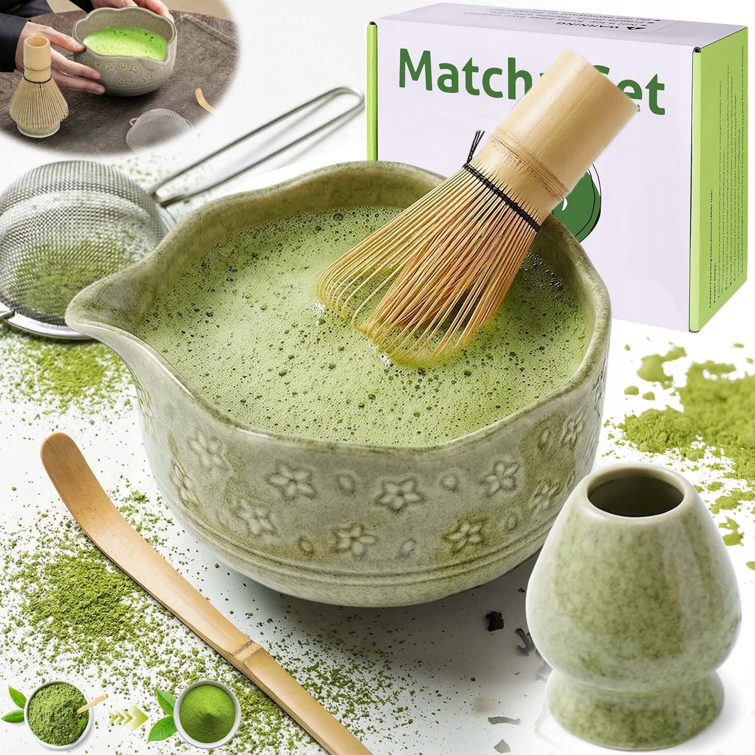 Zestaw Prezentowy 5 Szt Do Herbaty Matcha Zestaw Do Parzenia Matchy Łyżka