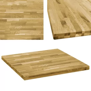 vidaXL Kwadratowy blat do stolika z drewna dębowego, 44 mm, 80 x 80 cm vidaXL - Blaty meblowe i parapety okienne - miniaturka - grafika 1