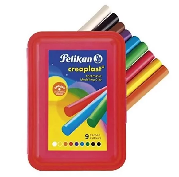Pelikan 198/9G plastelina Creaplast w 9 różnych kolorach w pudełku z  tworzywa sztucznego 2056080 - Ceny i opinie na Skapiec.pl