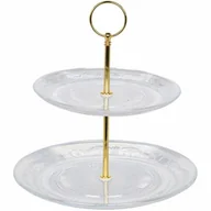 Tace i patery - Patera dwupoziomowa szklana złota - miniaturka - grafika 1