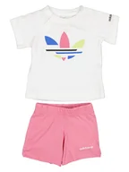 Pajacyki dla niemowląt - adidas 2-częściowy zestaw w kolorze biało-jasnoróżowym - miniaturka - grafika 1
