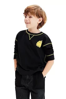 Bluzy dla chłopców - Desigual Bluza chłopięca Ts_Aubrey Smiley, czarny, S - grafika 1