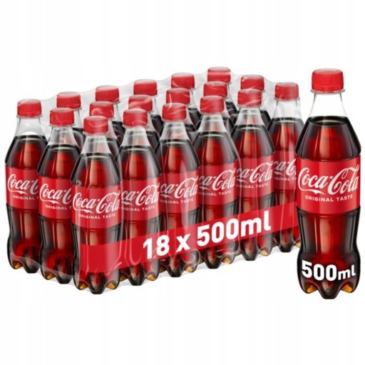 Coca Cola 500 ml 18 butelek z polskiej dystrybucji zgrzewka fabryczna