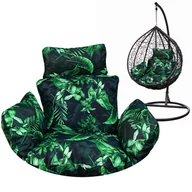 Poduszki ogrodowe - Poduszka Na Fotel Wiszący Huśtawkę Kokon Gniazdo - czarna w zielone liście - miniaturka - grafika 1