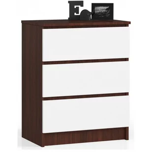 Akord FABRYKA MEBLI KOMODA K60 3 SZUFLADY BIAŁA / WENGE - Komody - miniaturka - grafika 1
