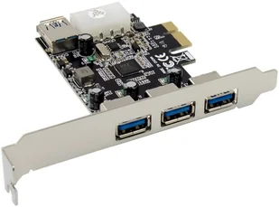 InLine® PCIe Karte, 3x+1x USB 3.2 Gen.1, Molex kompatibler 4-Pin Stromanschluss - Akcesoria do komputerów stacjonarnych - miniaturka - grafika 1