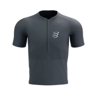 Koszulki sportowe męskie - COMPRESSPORT Koszulka biegowa TRAIL HALF-ZIP FITTED SS TOP magent/white - miniaturka - grafika 1