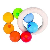 Grzechotki dla dzieci - Heimess, Drewniana grzechotka z kołem, tęcza III, 9 cm - miniaturka - grafika 1