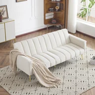 Sofy i kanapy - Merax rozkładana sofa z funkcją spania, rozkładana sofa rozkładana sofa rozkładana z funkcją spania, oparcie łóżka gościnnego odchylane 105°/140°/180°, 184 x 71 x 79 cm, beżowy - miniaturka - grafika 1