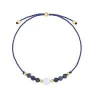 Bransoletki - Szafir i kamień księżycowy na sznurku bransoletka zodiakalna Panna - Manoki - miniaturka - grafika 1