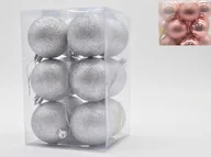 Bombki - Bombki choinkowe różowe złoto brokatowe - 6 cm - 12 szt. - miniaturka - grafika 1