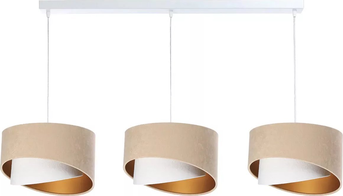 Lampa wisząca Lumes Beżowa potrójna lampa wisząca welurowa - S503-Raksa