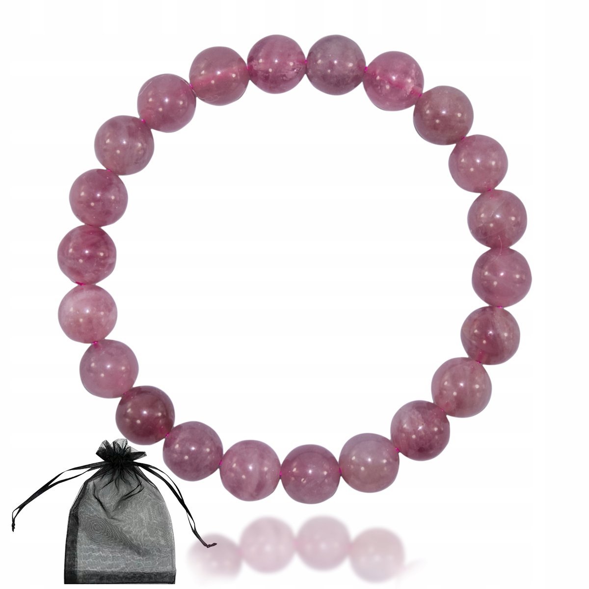 Bransoletka KWARC RÓŻOWY kule 8mm gumka