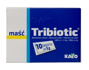 Tribiotic (5 mg + 0,833 mg + 0,01 g)/g, maść, 1 g x 10 saszetek - Problemy skórne - miniaturka - grafika 1