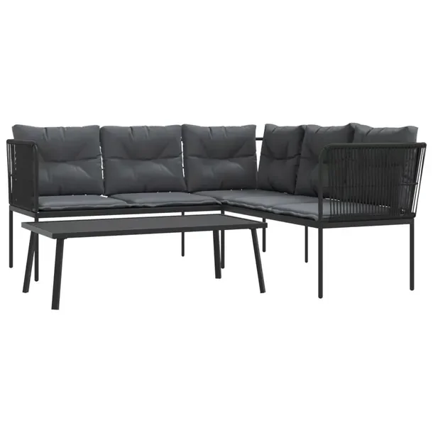 Zestaw wypoczynkowy ogrodowy L 176 x 175 x 75 cm, czarny, antracytowy