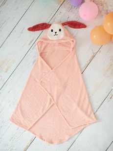 Crochetts Ręcznik "Rabbit" w kolorze jasnoróżowym z kapturem - 120 x 110 cm - Okrycia kąpielowe dla dzieci - miniaturka - grafika 1