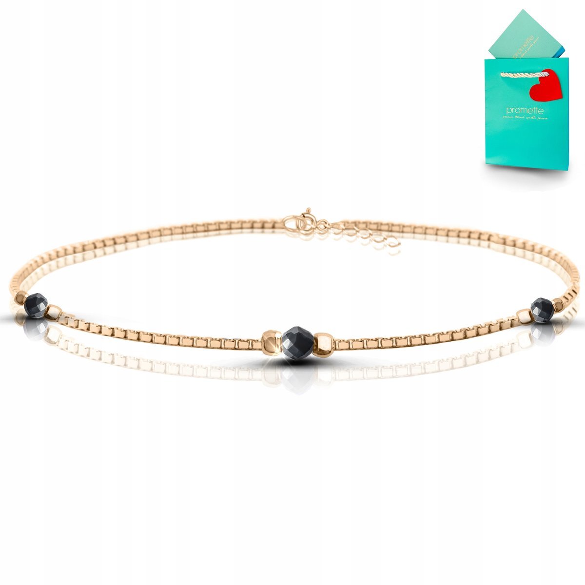 Czarny turmalin bransoletka z turmalinem złota srebro pozłacane 925