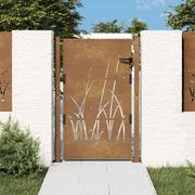 Bramy garażowe - vidaXL Furtka ogrodowa, 105x130 cm, stal kortenowska, motyw trawy - miniaturka - grafika 1