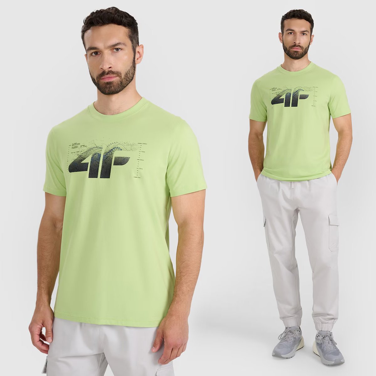 Koszulka Męska 4F T-shirt Z Nadrukiem Regular Zielony 4FWAW25TTSHM2359 XXL