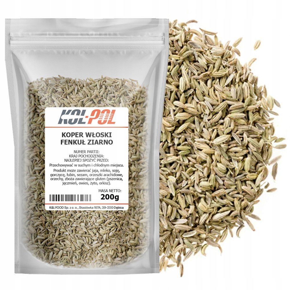 KOPER WŁOSKI ZIARNO 200g Fenkuł całe nasiona aromatyczna przyprawa Kol-Pol