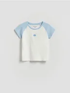 Bluzki dla niemowląt - Reserved - Prążkowany t-shirt - jasnoniebieski - miniaturka - grafika 1