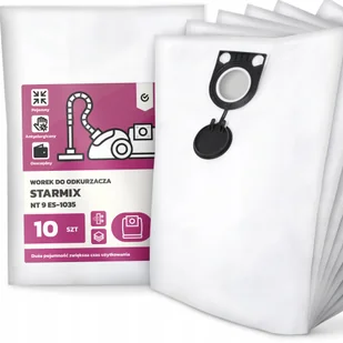 10x Worek do Odkurzacza Starmix Nt 9 ES-1035 Syntetyczny Tekstylny Worki G9 - Worki do odkurzaczy - miniaturka - grafika 1