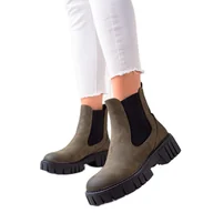 Botki damskie - Sztyblety z eko skóry Sergio Leone zielone - miniaturka - grafika 1