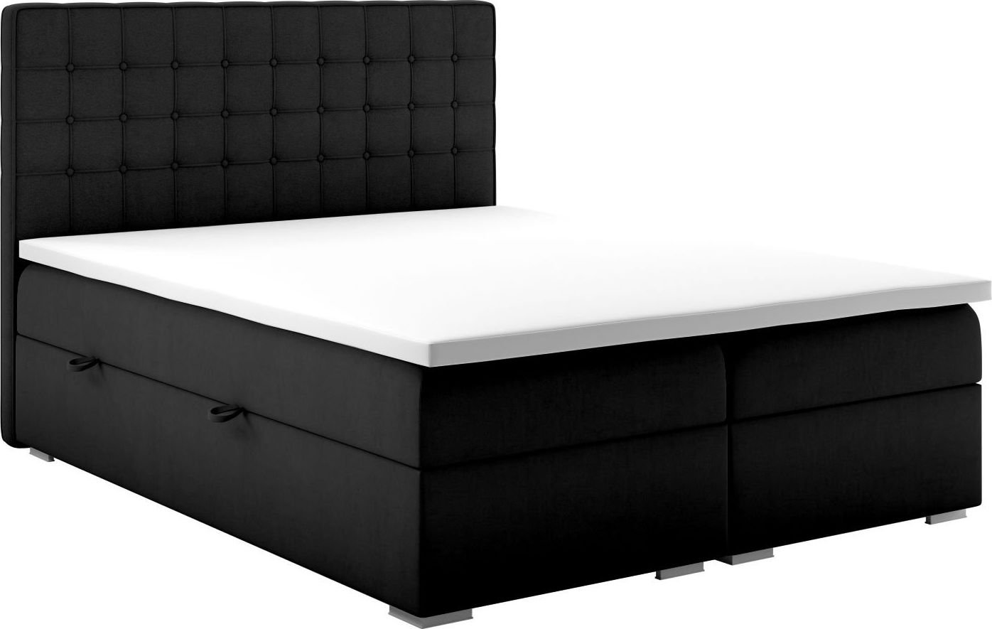 LAVERTO Łóżko kontynentalne REZEN 180x200 czarne velvet z pojemnikiem