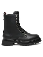Buty dla dziewczynek - Tommy Hilfiger Trapery Lace-Up Bootie T3A5-33569-1351 M Czarny - miniaturka - grafika 1