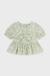 Bluzki dla dziewczynek - Mayoral bluzka bawełniana niemowlęca kolor zielony wzorzysta - grafika 1