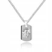 Biżuteria dla dzieci - 925 Srebrny łańcuszek medalik DEDYKACJA 50 cm LM42 - miniaturka - grafika 1