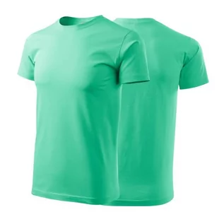 Koszulki męskie - Koszulka miętowa z krótkim rękawem z logo na sercu męska z nadrukiem logo firmy 160g BASIC129 kolor 95 koszulka krótki rękaw - grafika 1