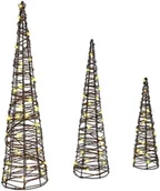 Ozdoby bożonarodzeniowe - vidaXL Choinka 3 pcs Ciepła biel 20 x 20 x 80 cm rattan - miniaturka - grafika 1