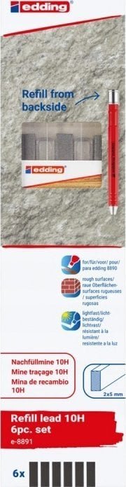 Edding Wymienne wkłady e-8891 EDDING, do ołówka e-8890, 10H, 6 szt., blister