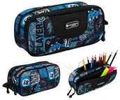 Piórniki - Piórnik szkolny dwukomorowy dla chłopca saszetka do szkoły game Peterson czarny - miniaturka - grafika 1