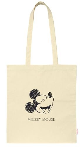Safta MICKEY MOUSE - torebka typu tote, torba damska, torba na ramię, wygodna i wszechstronna, jakość i wytrzymałość, 38x42 cm, naturalny kolor beżowy, Beżowa, Estándar, Casual