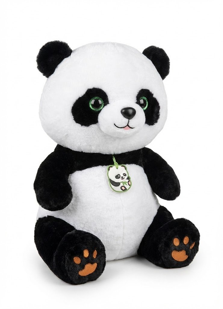 Duża Pluszowa Panda Maskotka 40cm Przytulanka z Brokatowymi Oczami Prezent
