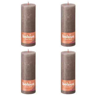Bolsius Świece pieńkowe Shine, 6 szt., 190x68 mm, rustykalny taupe Sfeerpunt - Świece - miniaturka - grafika 1