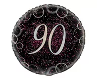 Balony i akcesoria - Unique Balon foliowy "Urodziny 90 - Glitz", UNIQUE, różowy, 18" CIR U55801 - miniaturka - grafika 1