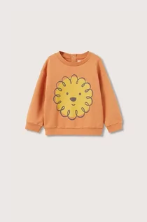 Bluzy damskie - Mango Kids Kids bluza bawełniana dziecięca Lion kolor pomarańczowy z nadrukiem - grafika 1
