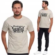 Koszulki męskie - T-shirt Koszulka Męska z Nadrukiem Krótki Rękaw Bawełniana Wygodna L MORAJ - miniaturka - grafika 1