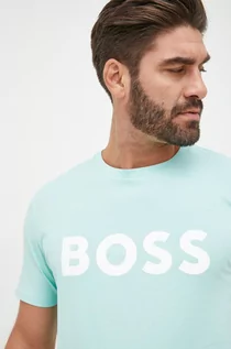 Koszulki męskie - BOSS t-shirt bawełniany BOSS CASUAL 50481923 kolor zielony z nadrukiem - Boss - grafika 1