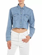 Koszule damskie - Replay Koszula damska, W2296, 009 średnia, niebieska, XS, 009 Medium Blue, XS - miniaturka - grafika 1