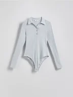 Koszulki i topy damskie - Reserved - Body z kołnierzykiem - jasnoniebieski - miniaturka - grafika 1