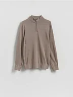 Swetry męskie - Reserved - Sweter z zapinanym golfem - beżowy - miniaturka - grafika 1