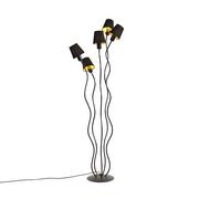 Lampy stojące - QAZQA Designerska lampa podłogowa czarna 5-punktowa z nasadką zaciskową - Wimme - miniaturka - grafika 1