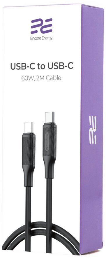 Kabel Encore Energy 2x USB-C przewód PD USB do ładowania i transferu danych 200cm 60W MD-60CC2B standard