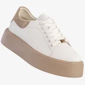 Półbuty damskie - Sneakersy Damskie Skórzane Buty Na Platformie Półbuty Białe Filippo DP6119/25WH Beżowy 38 - miniaturka - grafika 1