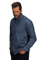 Koszule męskie - JP 1880 Męska koszula jeansowa, długi rękaw, kołnierzyk buttondown, nowoczesny krój basic, koszula do 8 XL, ciemnoniebieski denim, niebieski (Dark Blue Denim), XL - miniaturka - grafika 1